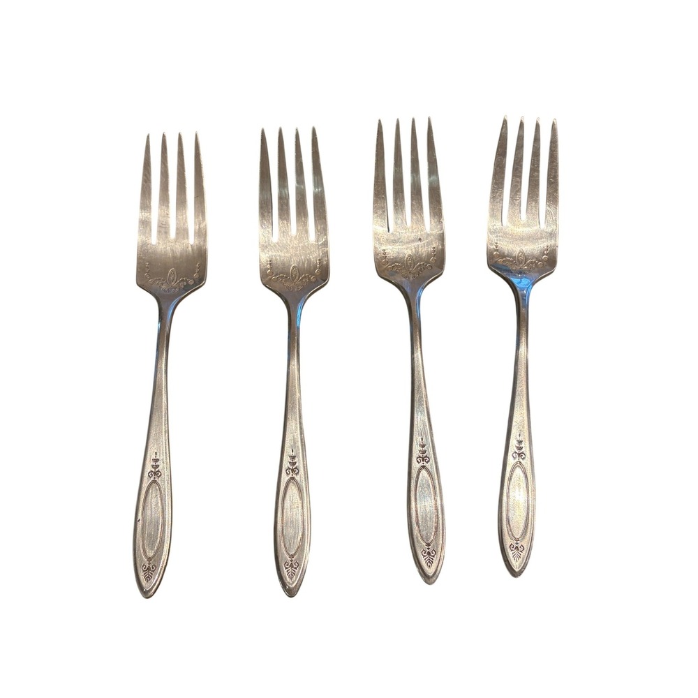 Vintage Lot of 4 Community Plate ADAM 1917 Embellished bowl Salad Forks